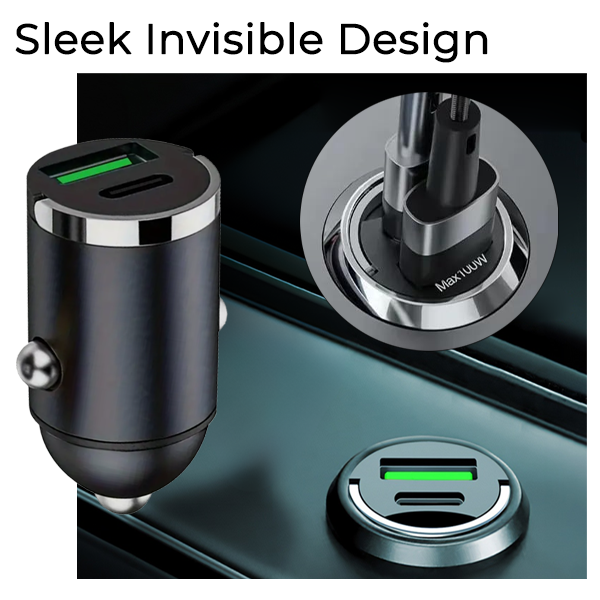 2025 NEW✨ iRosesilk® Invisible Fast-Charging 2 Port USB Car Charger Adaptor (USB Type-A & Type-C)
