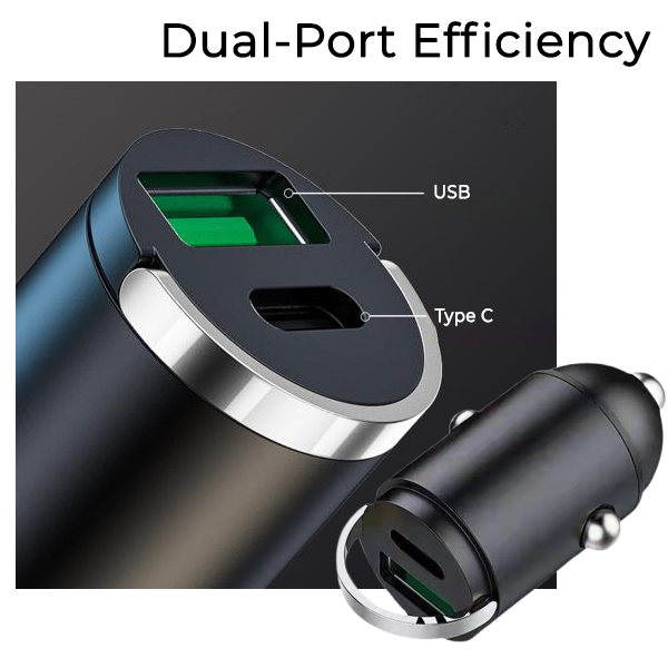 2025 NEW✨ iRosesilk® Invisible Fast-Charging 2 Port USB Car Charger Adaptor (USB Type-A & Type-C)